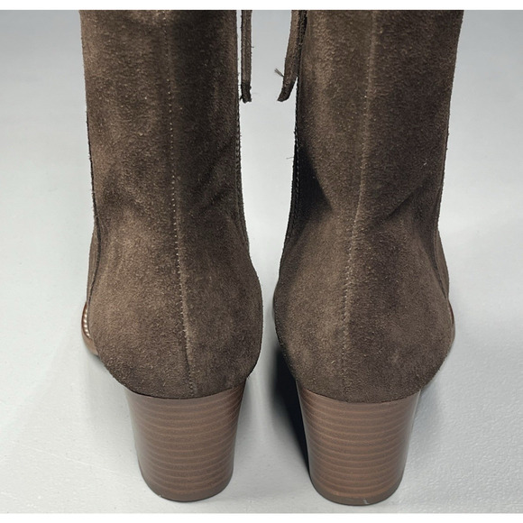 Talbot Ankle Boots Womens 6M Brown Suede Leather Pointed Toe Block Heel Side Zip - Picture 3 of 8